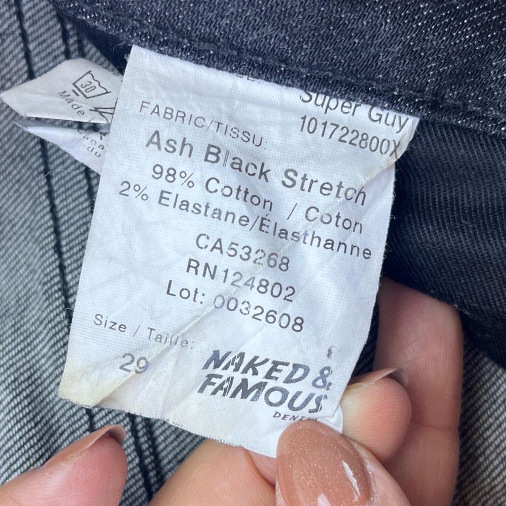 Naked & Famous Denim Ash Black Stretch Jeans - Super Guy N272-19 - Picture 4 of 8